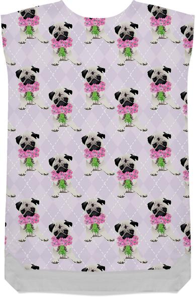 Pugs with Pink Flowers
