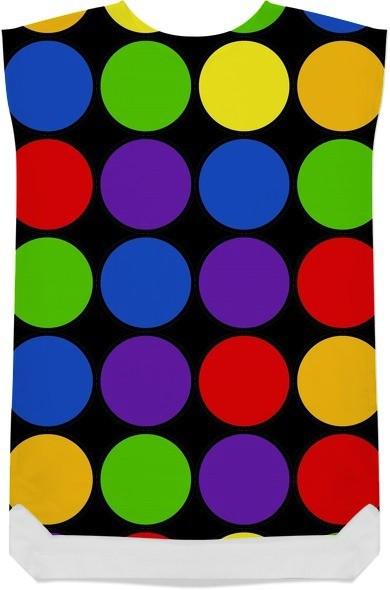 Rainbow Polka Dots on Black
