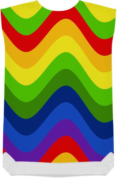 Retro Mod Wavy Rainbow Abstract