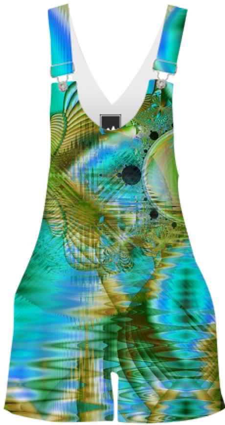 Crystal Gold Peacock Abstract Mystical Lake