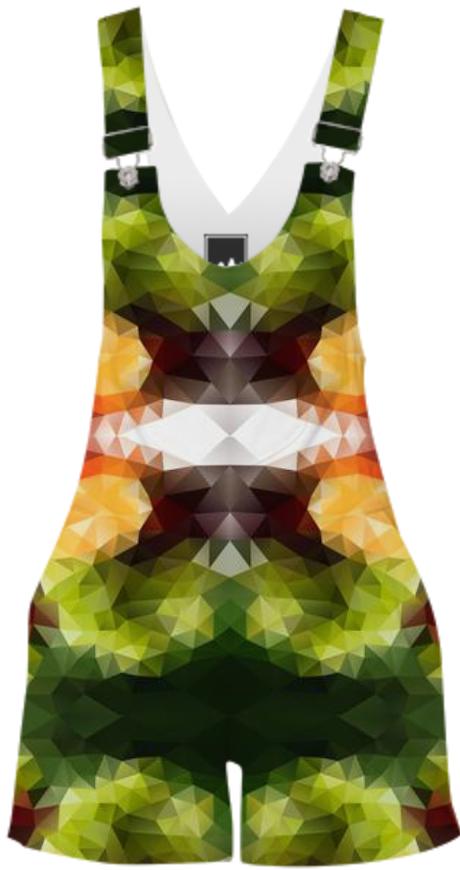 POLYGON TRIANGLES PATTERN GREEN YELLOW RED FRUITS ABSTRACT POLYART GEOMETRIC ORANGE FLOWERS NATURE SHORTERALL
