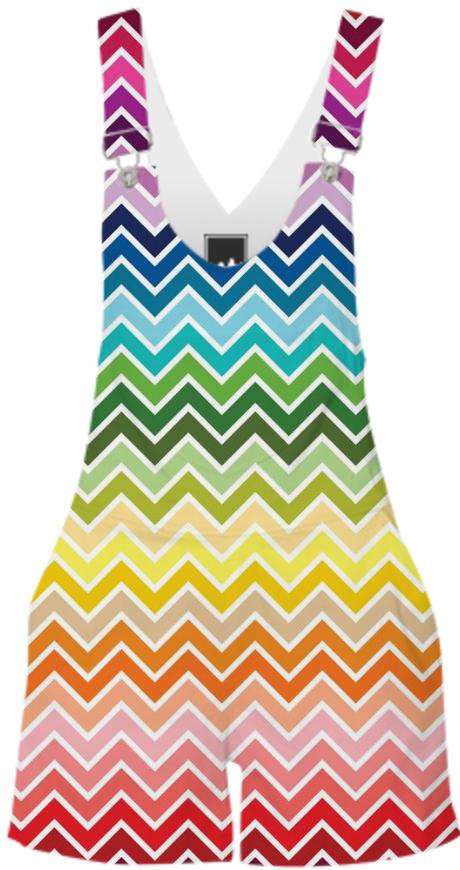 Rainbow Chevron Short Overalls PAOM