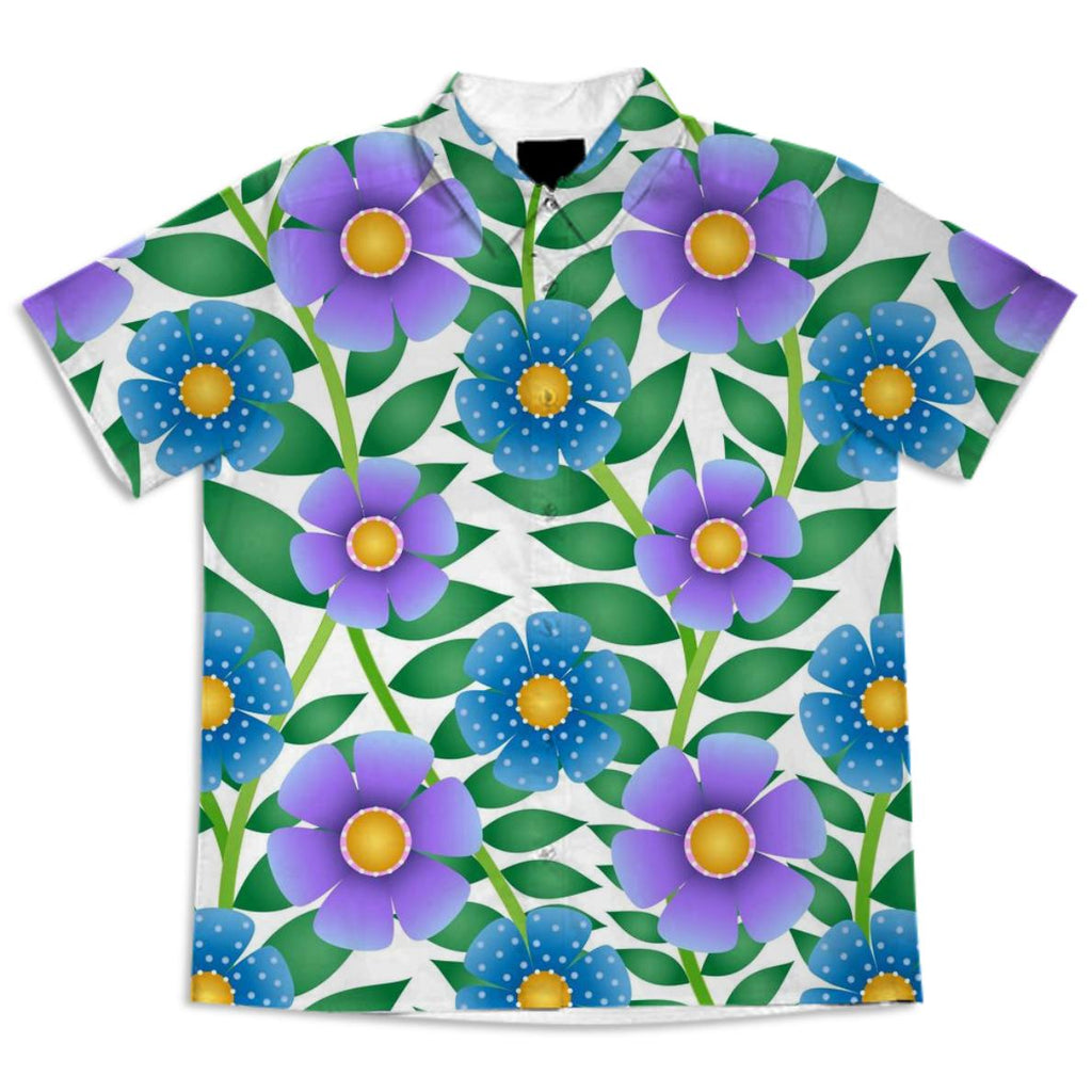 Purple and Blue Summer Floral Shirt