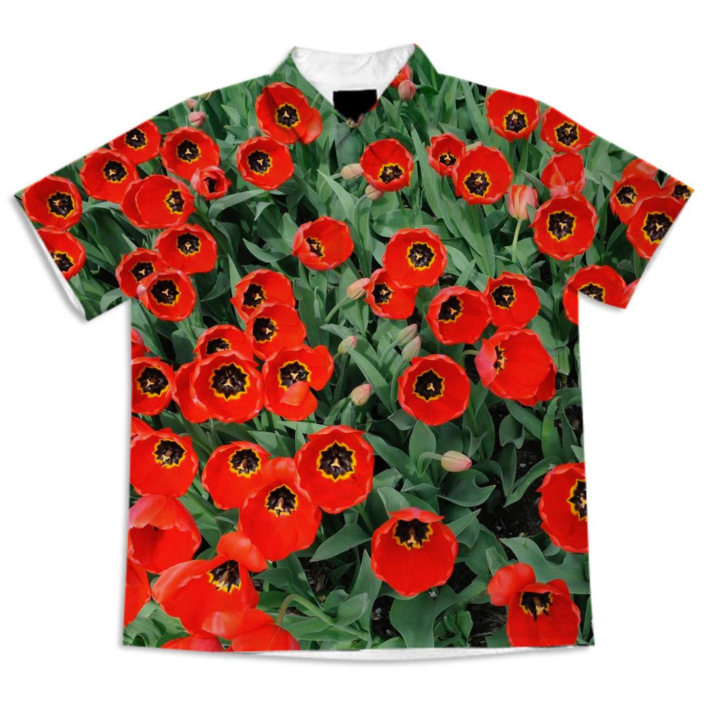 red tulips short sleeve blouse