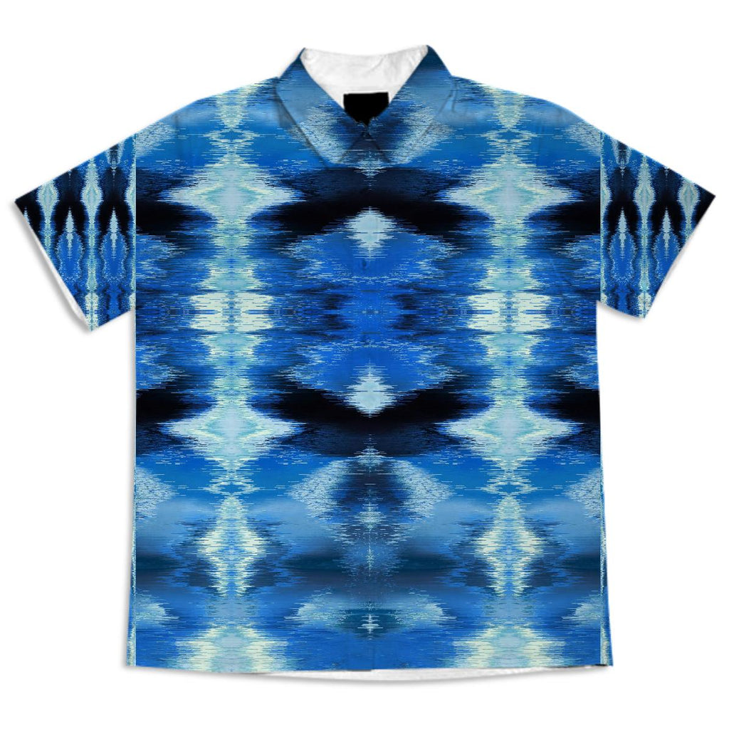 Watercolor Ikat Blue Borders