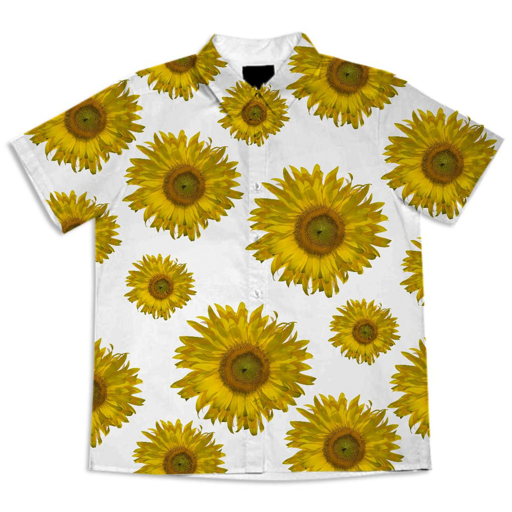 Yellow Scattered Sunflowers Short Sleeve Blouse
