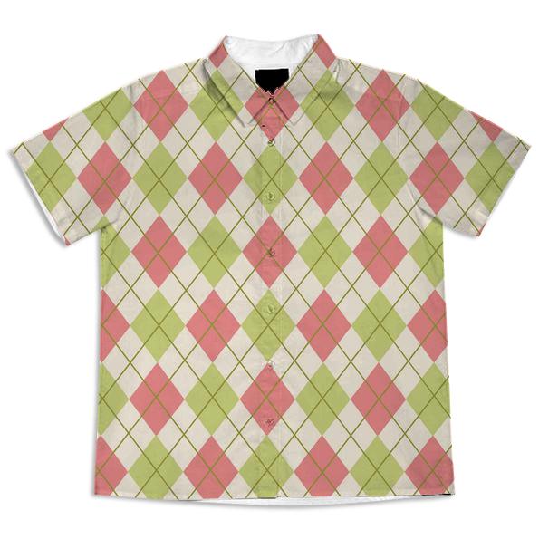 Classic Pink Green and Cream Argyle Shirt