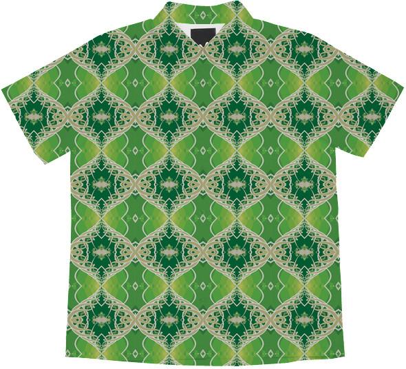 Green Vine Fractal Design Short sleeved Work Shirt