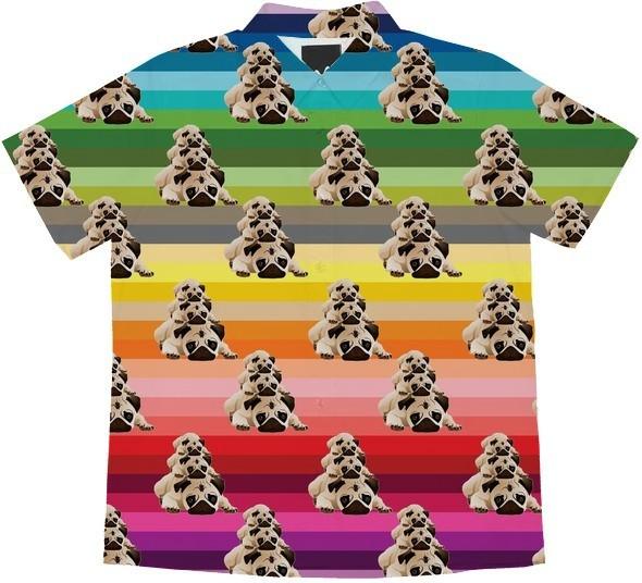 Pugs on Rainbow Stripes