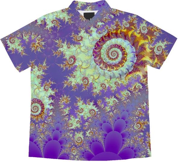 Sea Shell Spiral Abstract Violet Cyan Stars