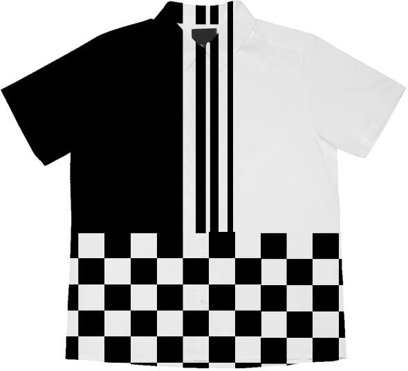 Stylish black and white mod stripes and check