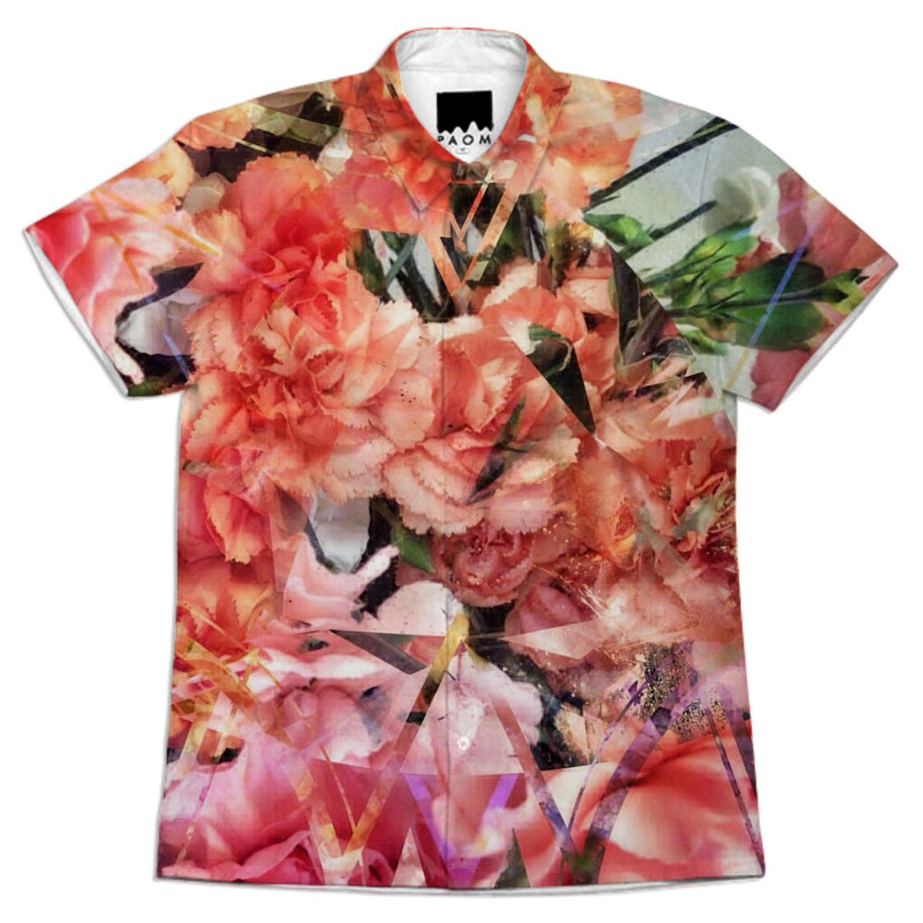 Crystal Flowers Short Sleeve Button Up