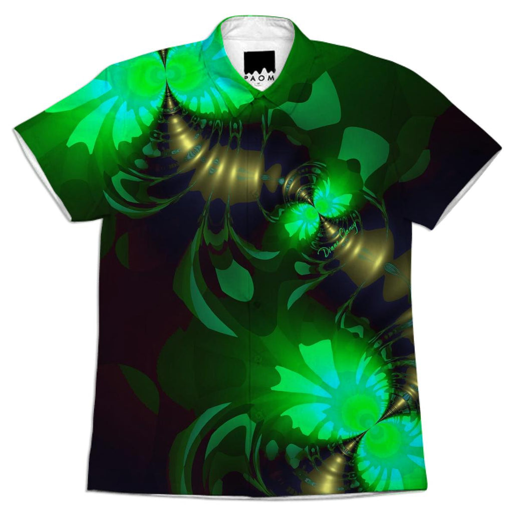 Irish Goblin Abstract Fractal Emerald and Gold Ribbons
