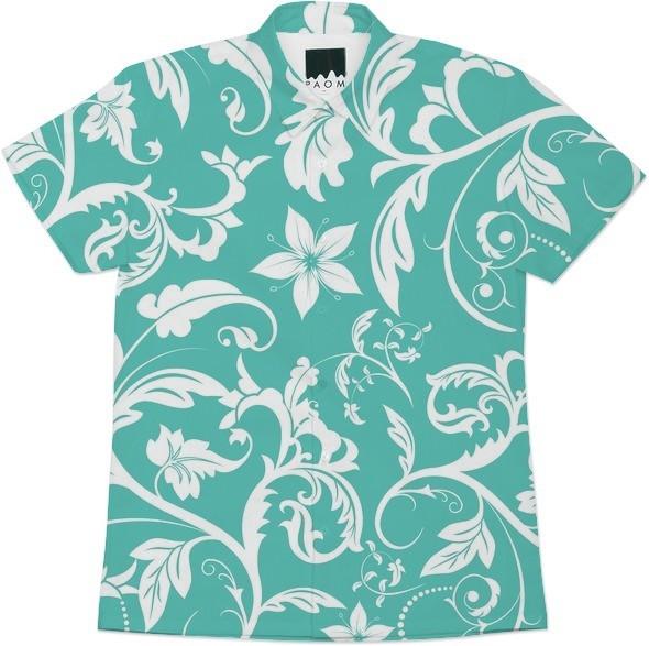 Aqua and White Pastel Floral