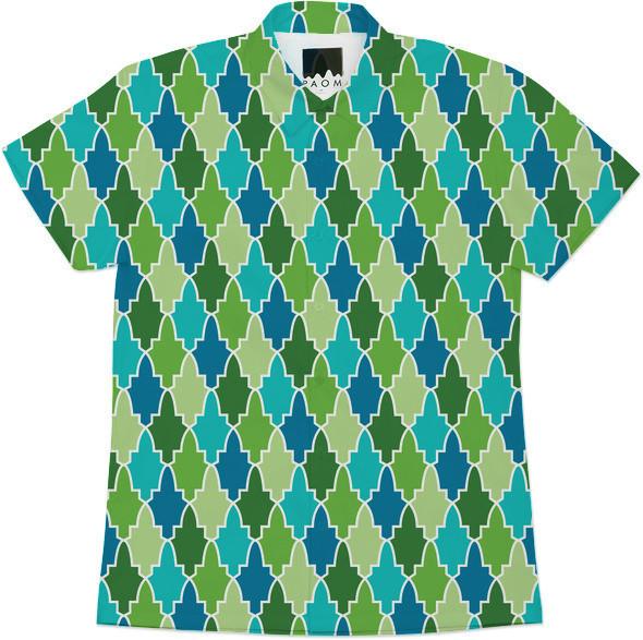 Blue and Green Trefoil Abstract