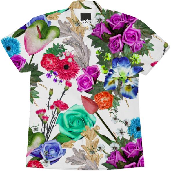 Floral Print with Fake Flowers