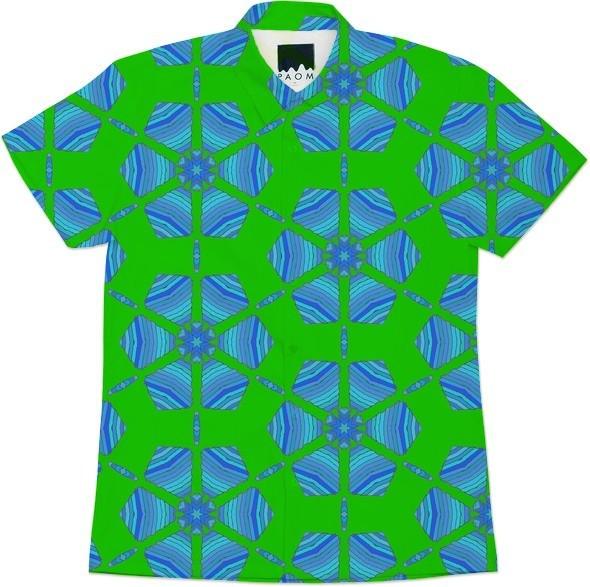 Lime Green and Blue Abstract Floral