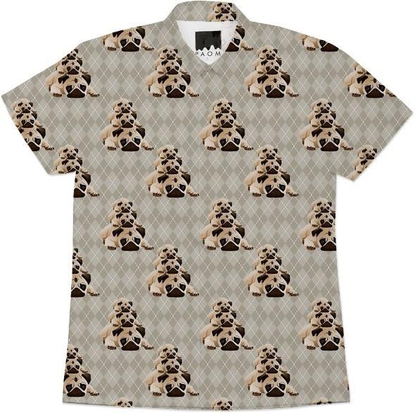 Pugs on Tan Argyle