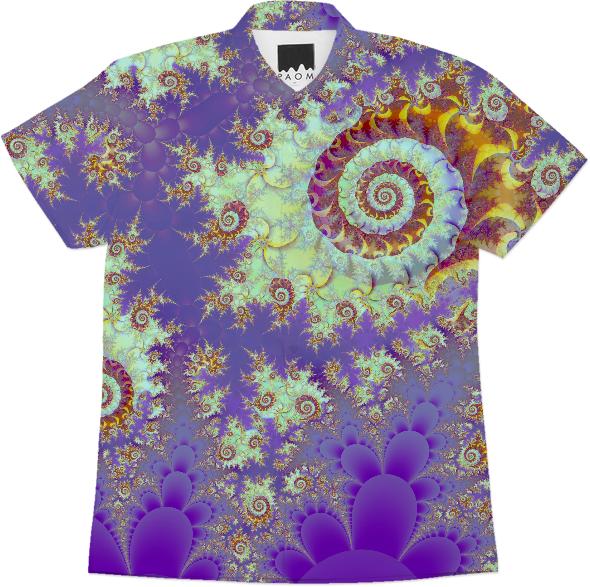 Sea Shell Spiral Abstract Violet Cyan Stars