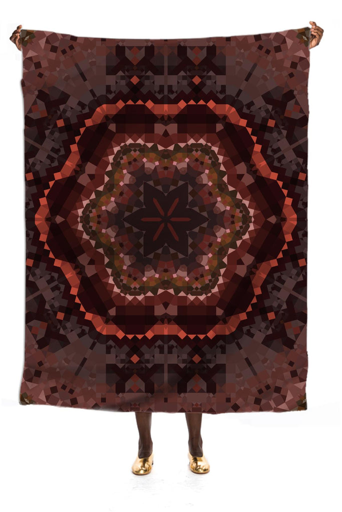 Brown Kaleidoscope Silk Scarf