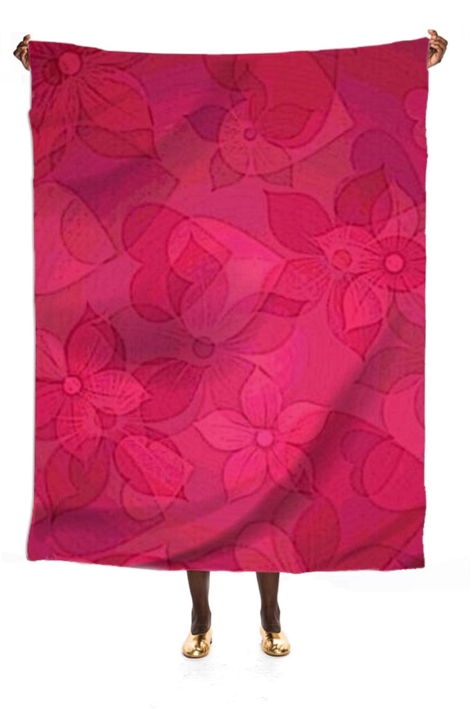 pink floral hearts silk scarf