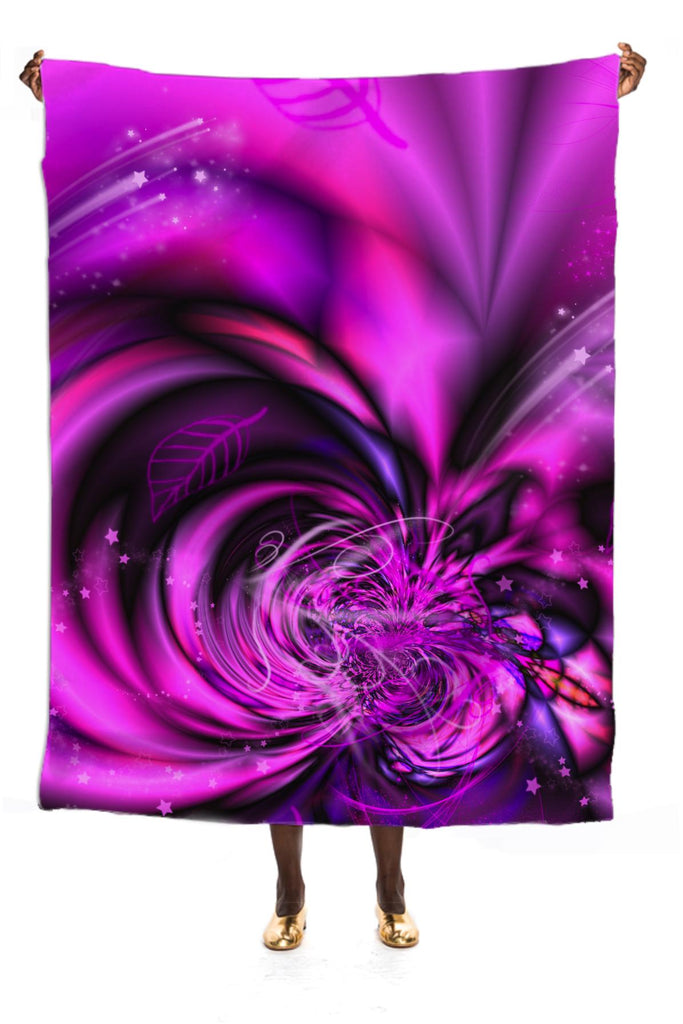 Pink Fractal with Digital Glitter and Stars VP Silk Scarf