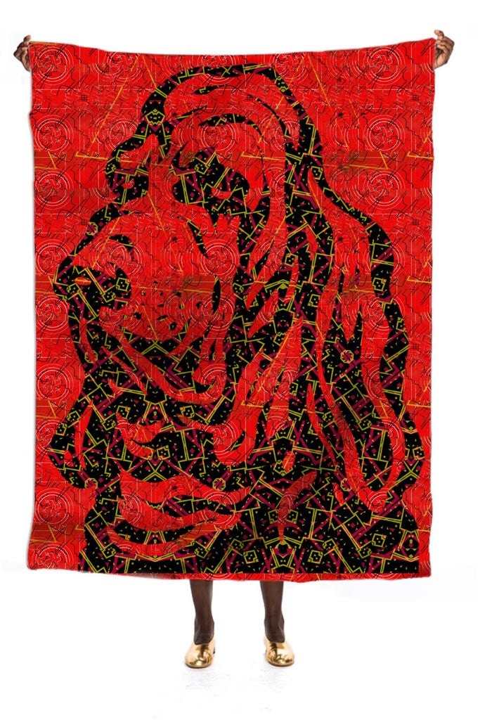 Red Hound Dog large silk scarf