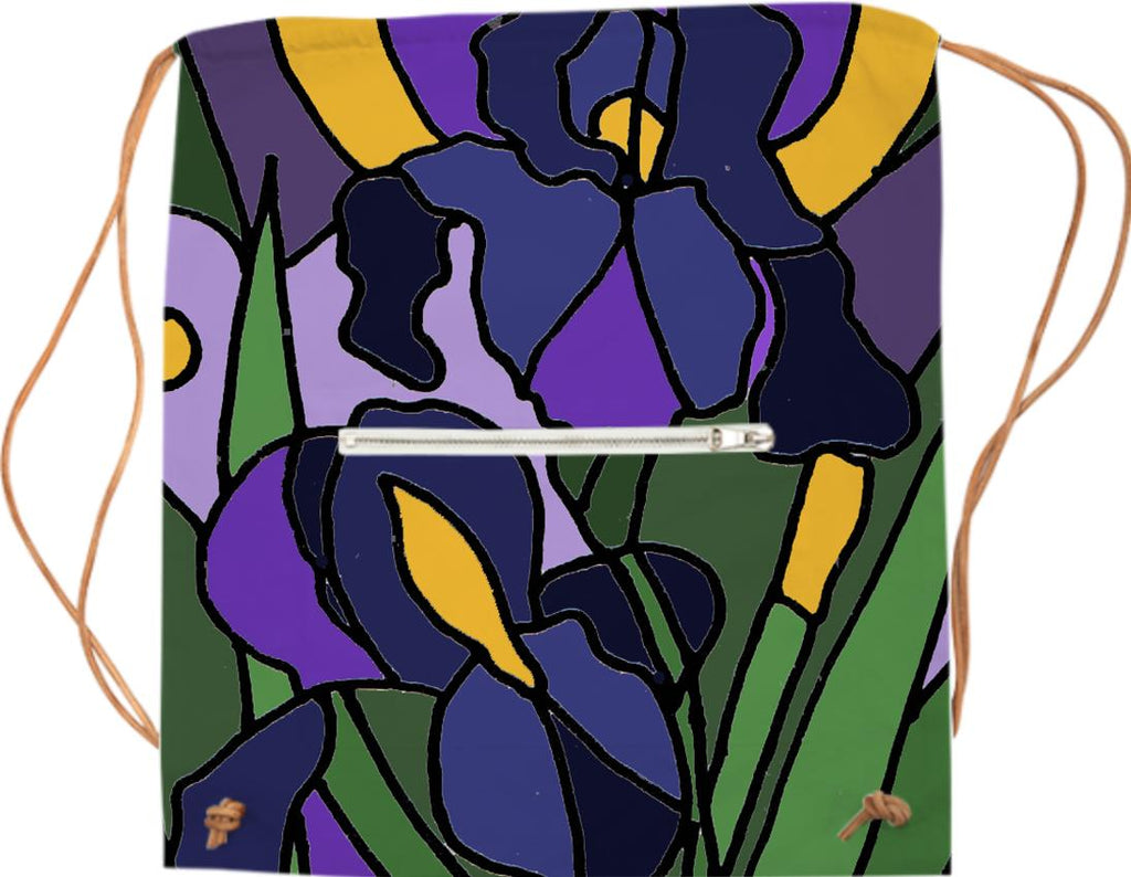 Blue Irises Floral Abstract Sports Bag