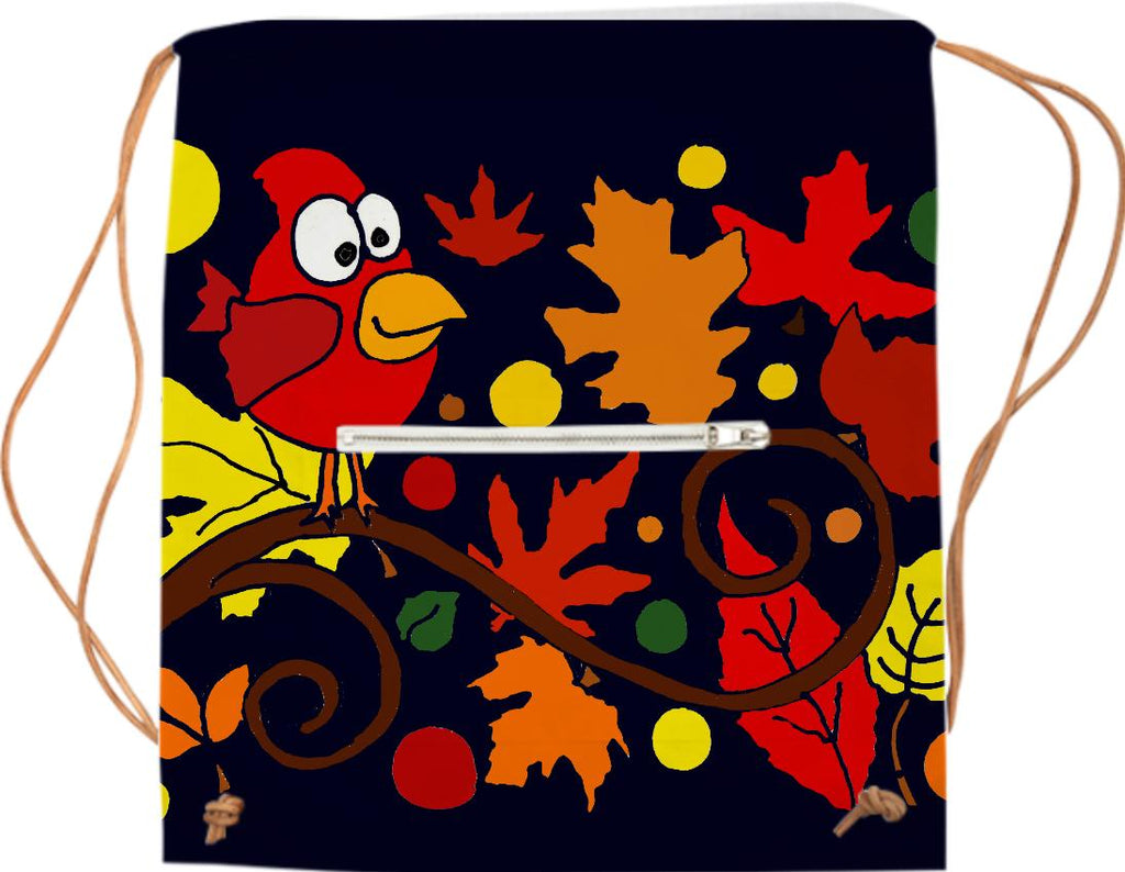 Cardinal Bird and Autumn Leaves Abstract Sports Bag