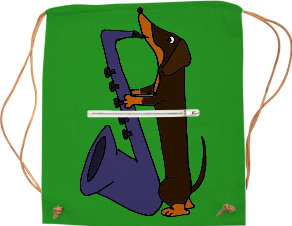 Funky Dachshund Playing Saxophone Sports Bag