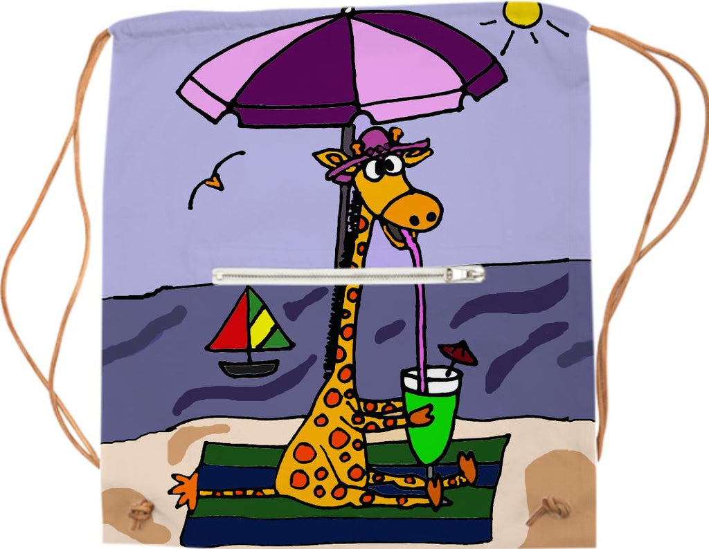 Funny Giraffe at the Beach Sports Bag