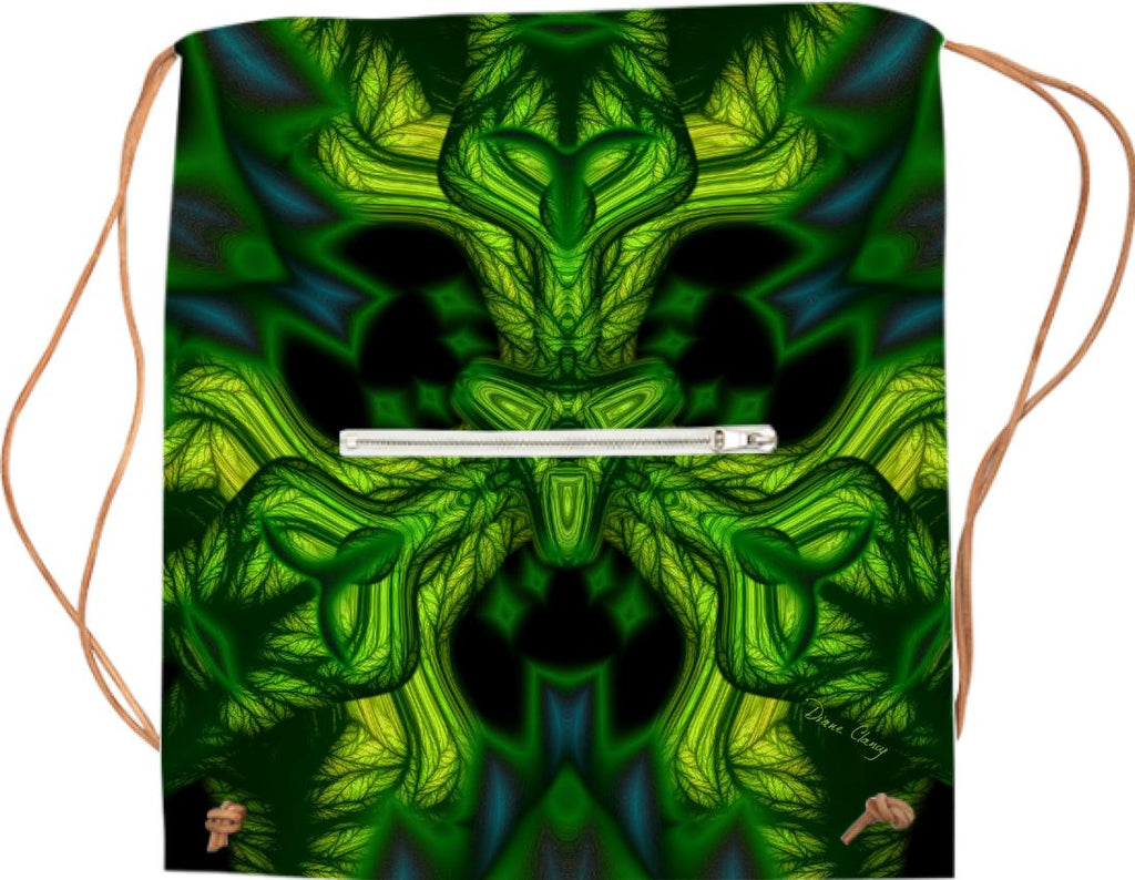 Green Man Goblin Abstract Emerald and Gold Mask