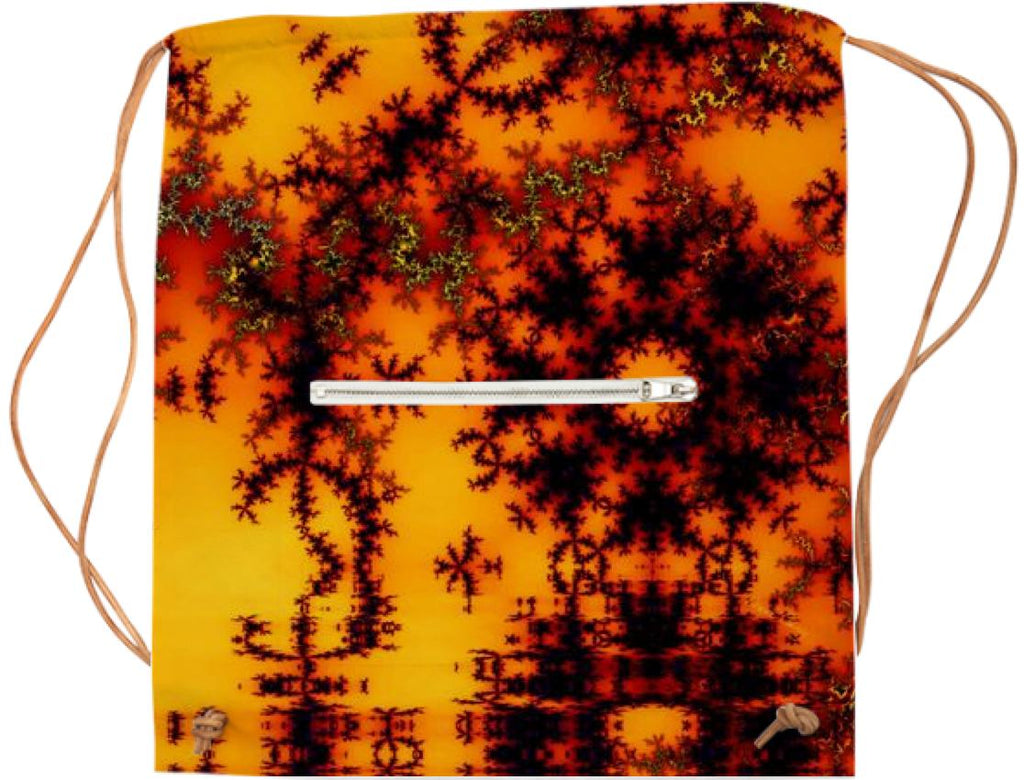 Mystical Golden Fire Lake Abstract Baroque Illusion