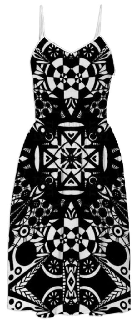 Abstract Black and White Strange Pattern Dress