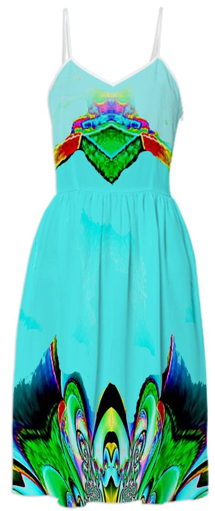 Aqua Abstract Summer Dress
