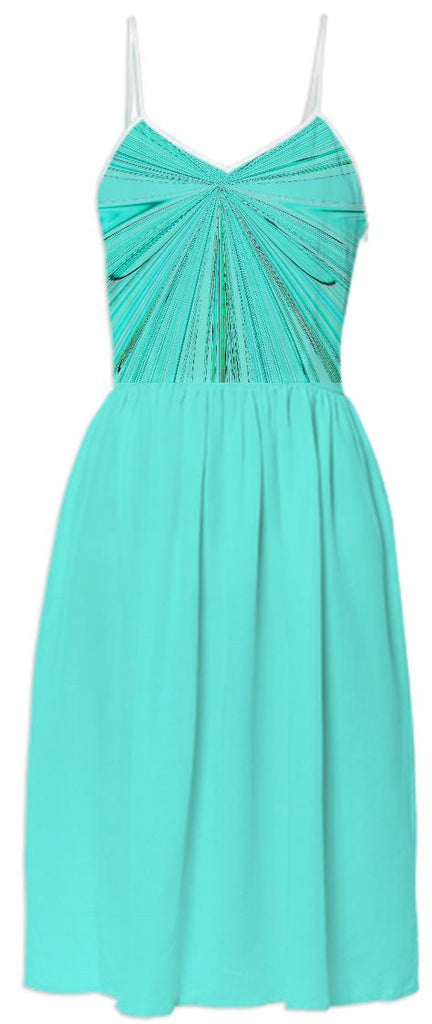 Aqua Faux Shirred Summer Dress