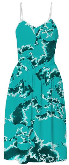 Aqua Fractal Summer Dress