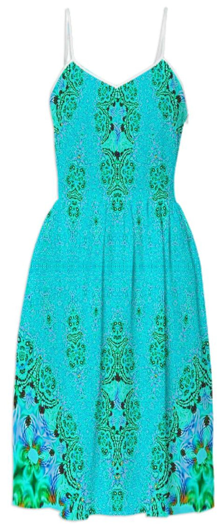 Aqua Green Lace Summer Dress