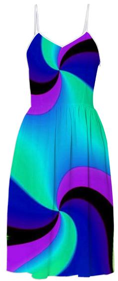 Aqua Navy Purple Double Swirl Summer Dress