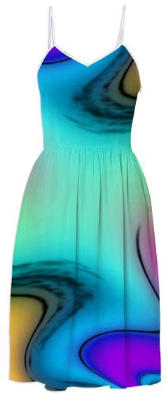 Aqua Passion Abstract Summer Dress