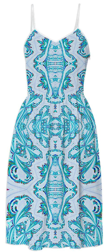 Aqua Pattern Summer Dress
