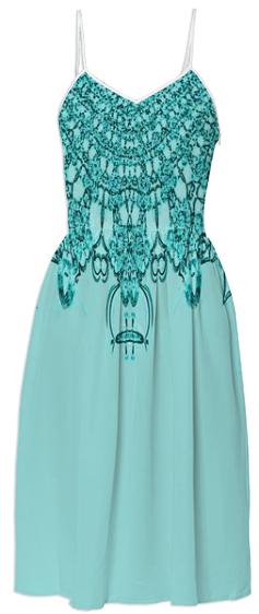 Aqua Teal Lace Summer Dress