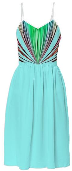 Aqua with Colorful Stripes Summer Dress