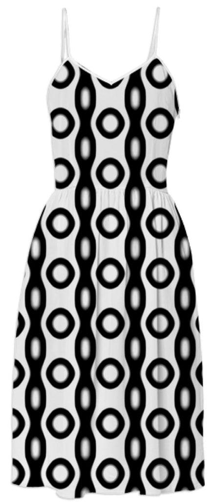 Black and White Circles and Chains Pattern Dress