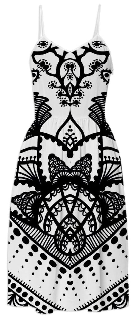 Black and White Paisley Flower Dress