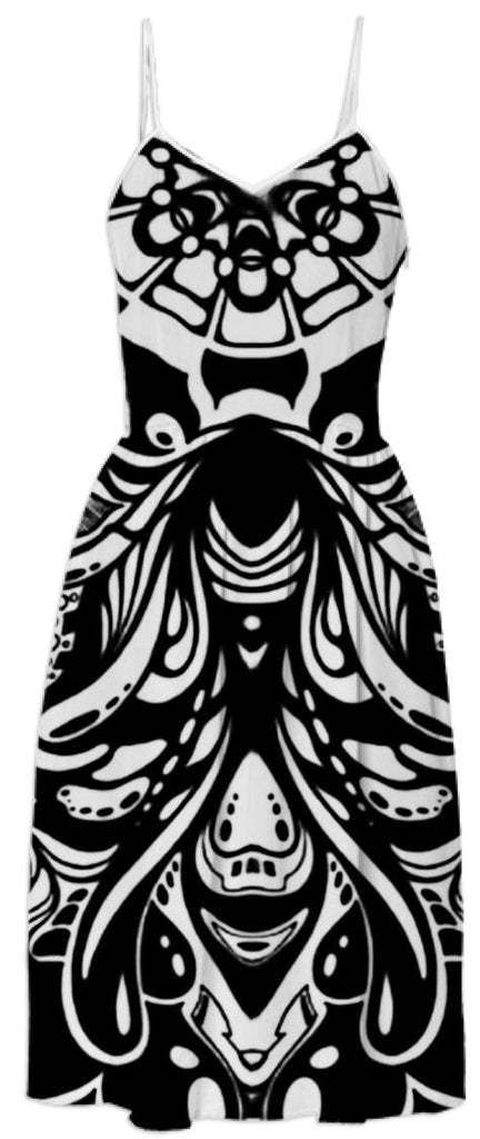 Black and White Psychedelic Swirls Dress