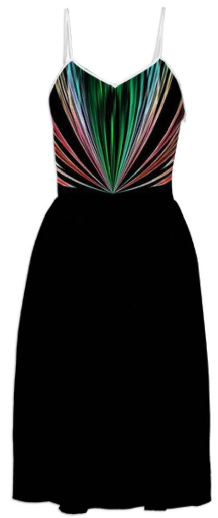 Black with Red and Green Stripes Summer Dress