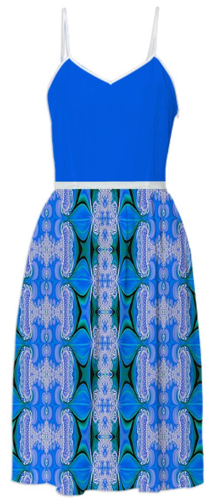 Blue Abstract Pattern Summer Dress