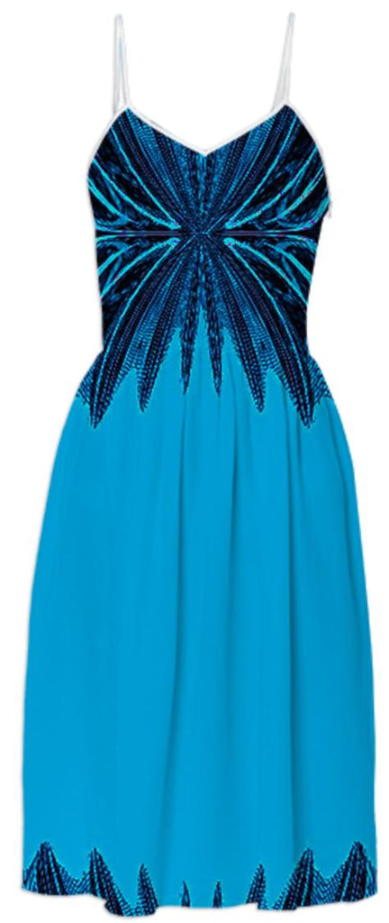 Blue Black Abstract Summer Dress