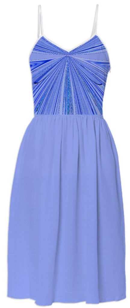 Blue Faux Shirred Summer Dress
